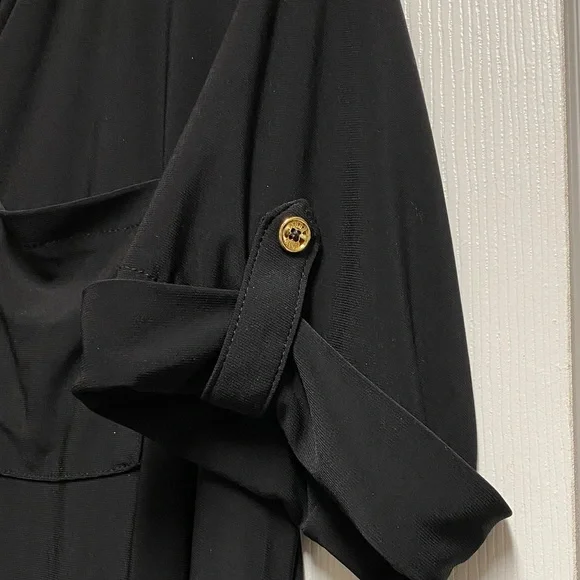 Anne Klein Plus Black Blouse with Gold Button Detail - Picture 4 of 5